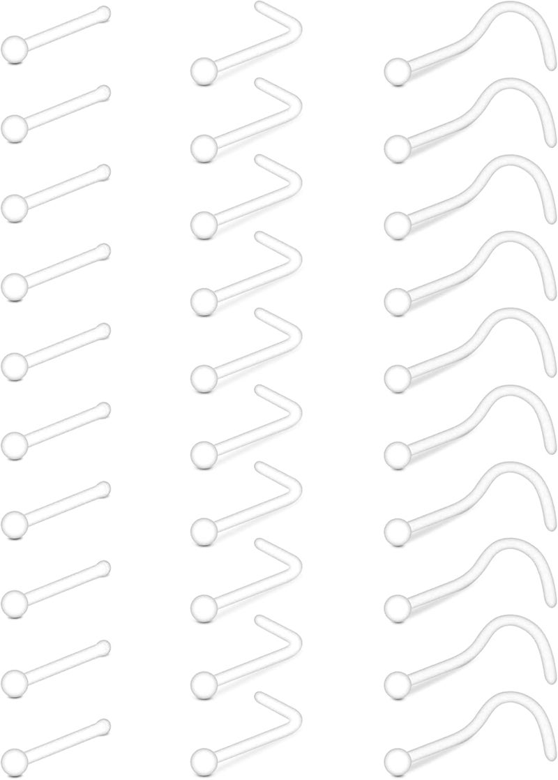 Mayhoop 38pcs Clear Piercing Retainers for Surgery Bioflex Nose Rings Belly Rings Septum Eyebrow Lip Cartilage Tragus Earring Retainer Industrial Bar Plastic Piercing Jewelry for Work - Image 1